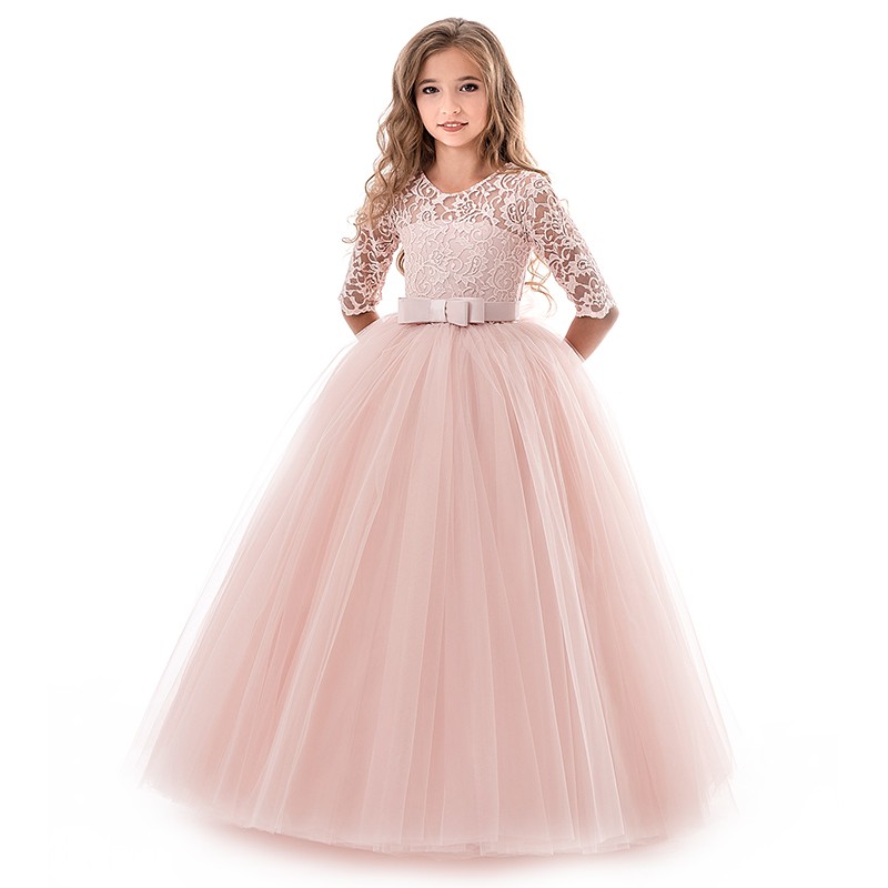 flower girl dress with petals in skirt