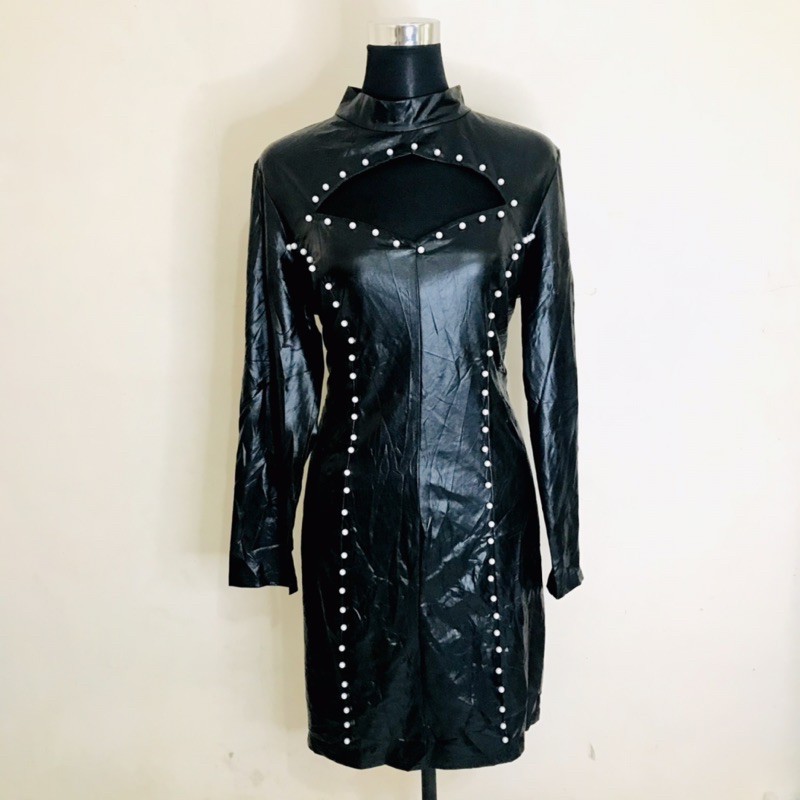 shein leather dress