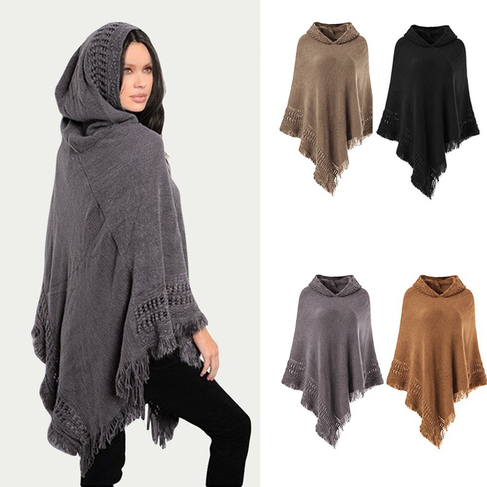 poncho sweater with hood