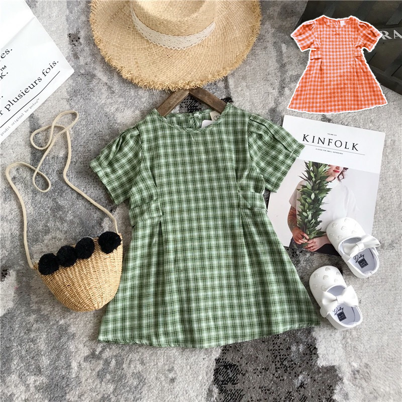 baby girl green tartan dress