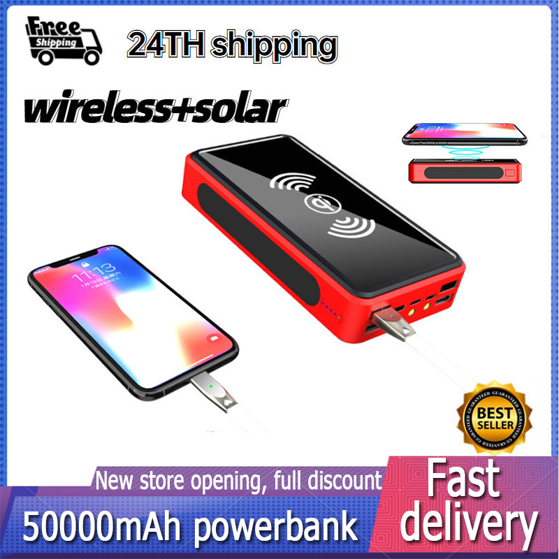 COD powerbank solar+wireless 50000mAh 4USB High quality ...