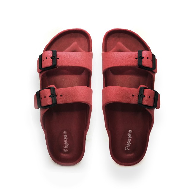 red 2 strap sandals