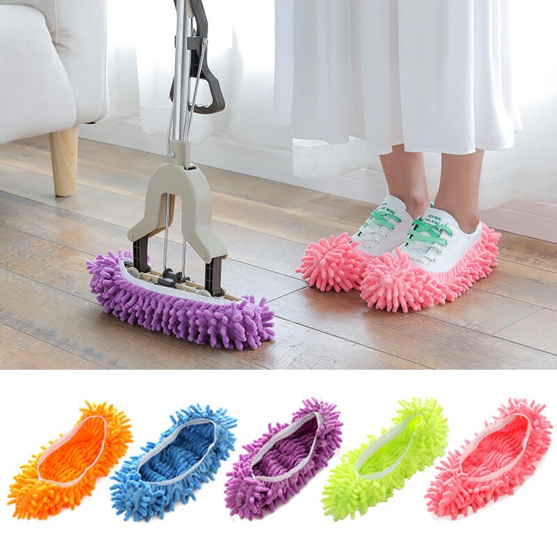 Mop Slippers,Lazy Dust Mop Shoes Multifunction Floor Cleaning Shoe Cleaner Walking Cleaning Dust Warm Durable Polishing Floor 1 Pair 