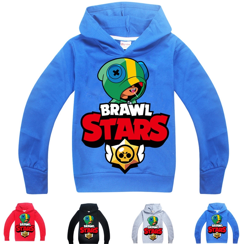Brawl Stars Hoodies Kids Boys Hooded T Shirt Long Sleeve Casual Tops Shopee Philippines - brawl star sweatshirt kinder