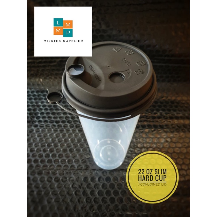 Plastic Cups Milk Tea Cups 22oz Slim Hard Cup With Conjoined Lid 90mm 50 Pcs Lmmp 0646