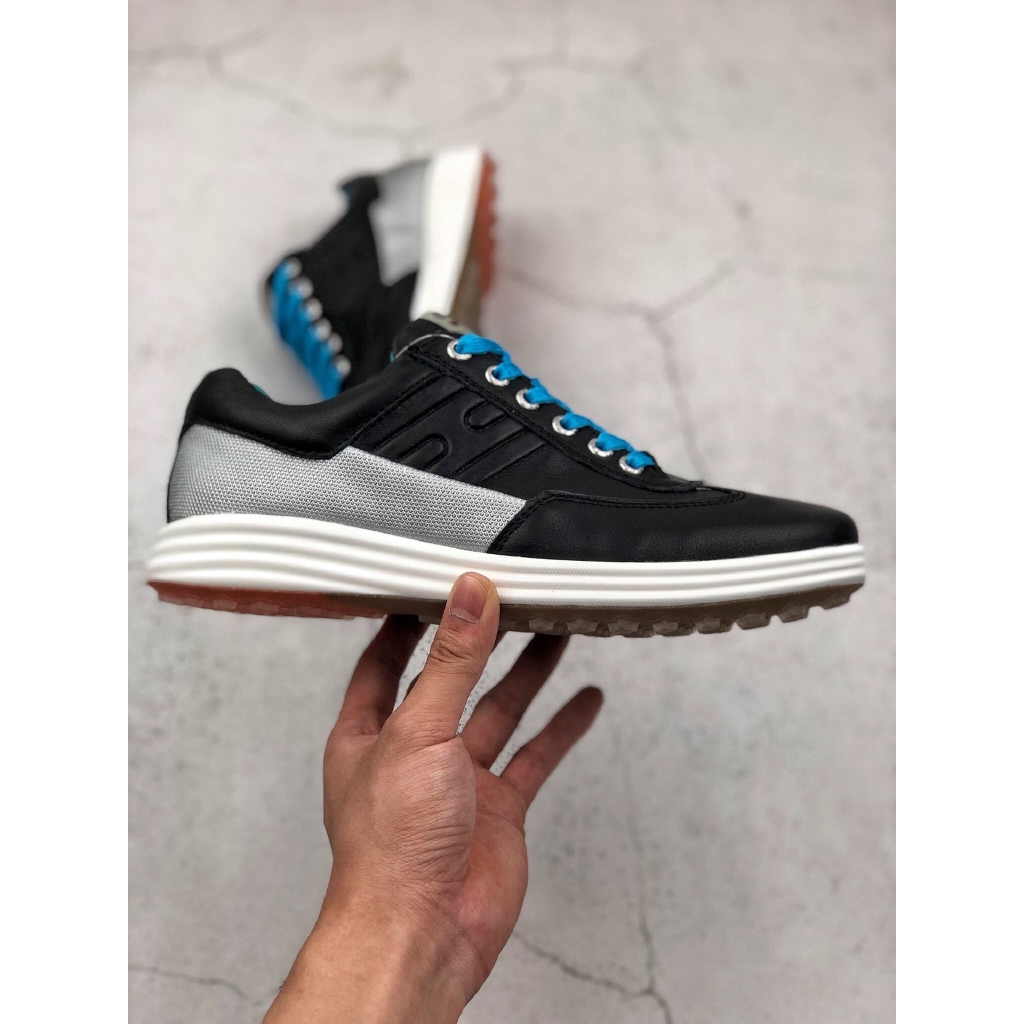 ecco mens black leather sneakers