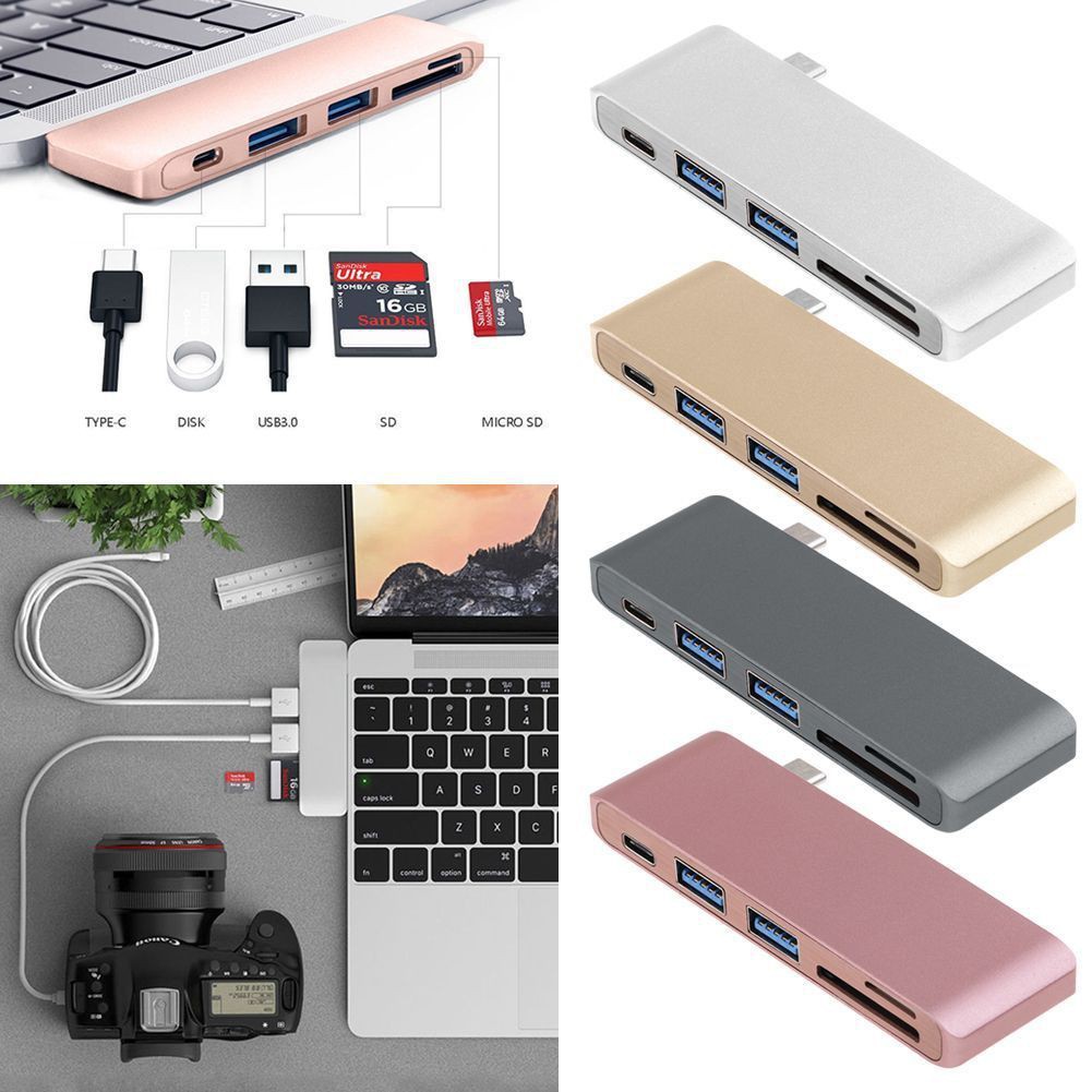 5in1 For Macbook Pro Mac PC Lapto USB C Hub 3.0 Type-C Adapter Charging/&Reader