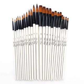 12 Pcs/set White Rods 4 Types Sharp/Flat / Tongue / Bevel Tip Watercolor Pen Brush Set Two-color Nylon Hair Round Peak DIY Brush