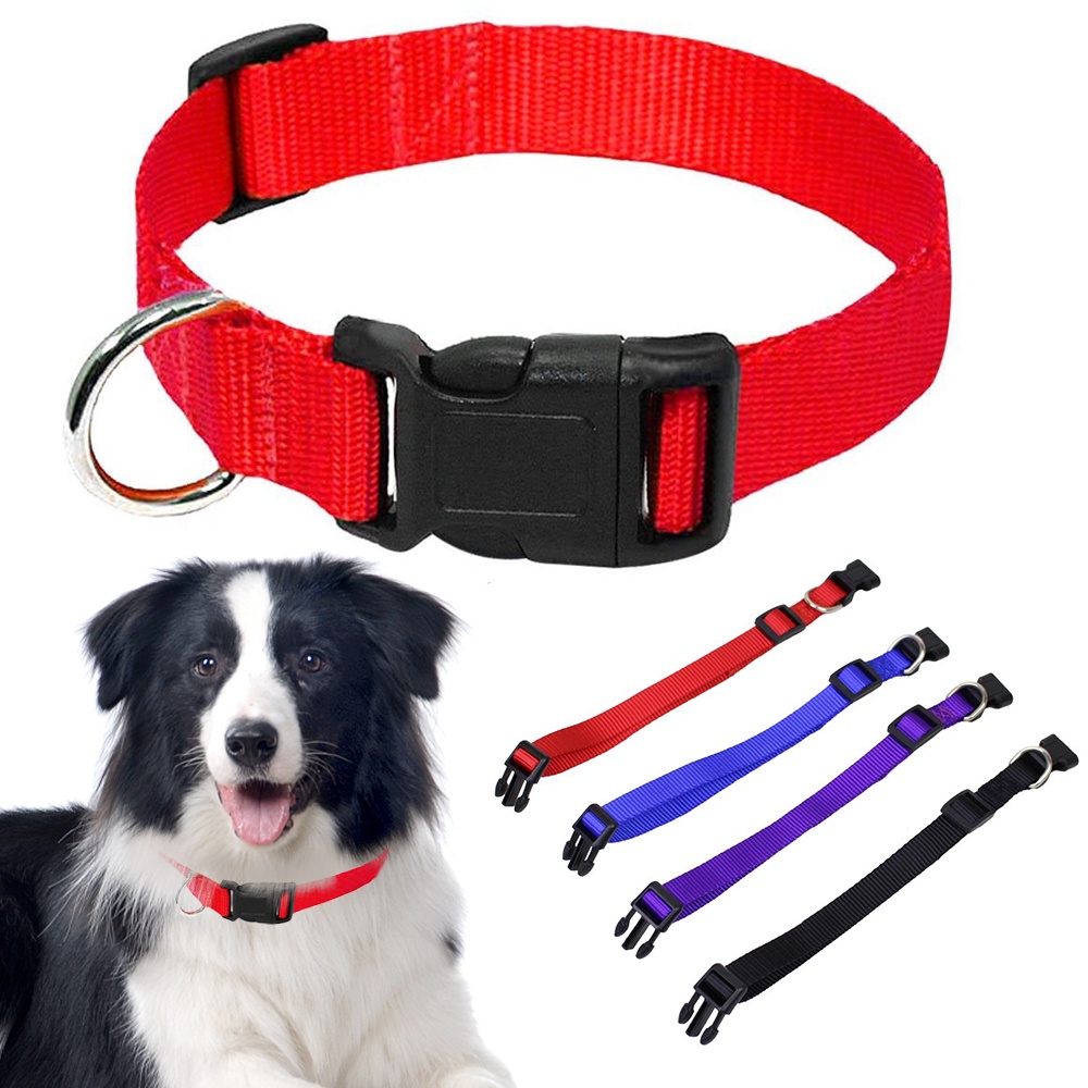 Pet Dog Collar Solid Color Puppy Collars Medium Dogs Quickly Disengaged