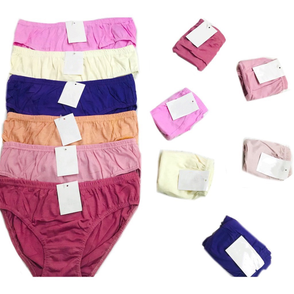 6 Pcs Underwear Cotton Plain Panty (Random Colors) Shopee Philippines