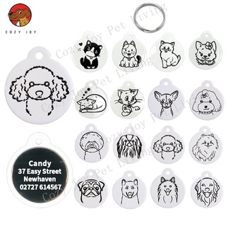 [Free engraving] Personalized Pet Dog Cat ID Tag Deep Engraving Anti-lost stainless steel Pendant Accessories