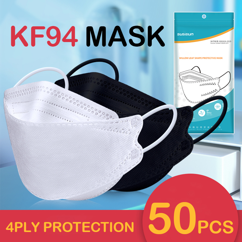 50PCS 4 Ply KF94 Korean Version Face Mask Washable Pm2.5 Reusable