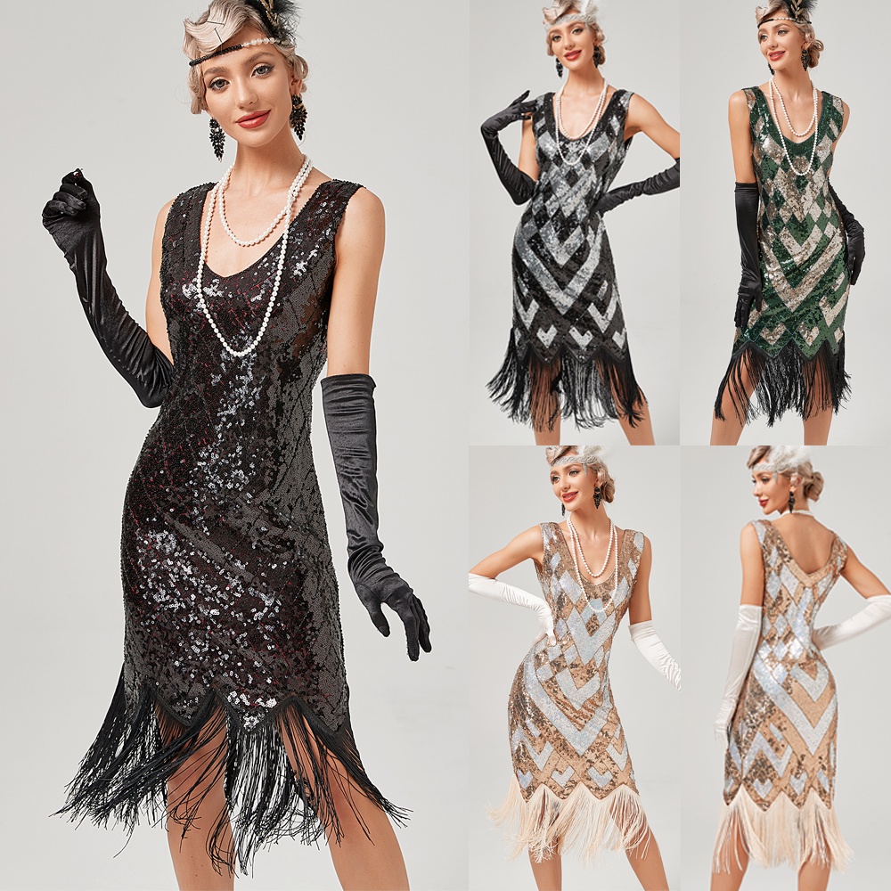 Plus Size Dress Flapper 1920s Great Gatsby Peaky Blinders Fringe Sequin ...