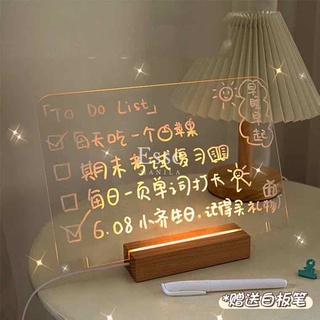 home and livingEMNL Acrylic Memo Note To Do List Reminders Board with LED Lamp Light Wooden Platform