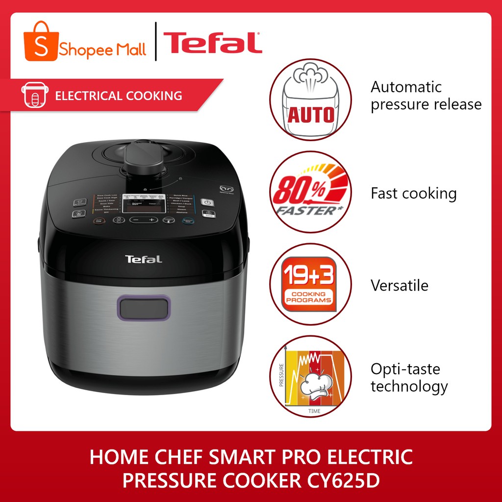 Tefal Home Chef Smart Pro Electric Pressure Cooker CY625D65 Shopee