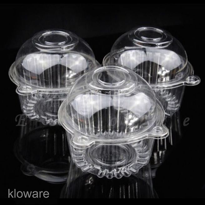 Details about   50PCS Individual Cupcake Container Compartment Carrier Holder Box Clear Plastic 
