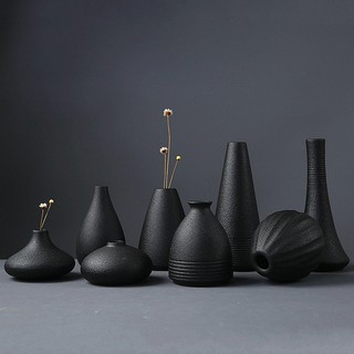 [HOMYL1] Modern Black Ceramic Flower Vase Centerpieces Office Desktop Decoration #1