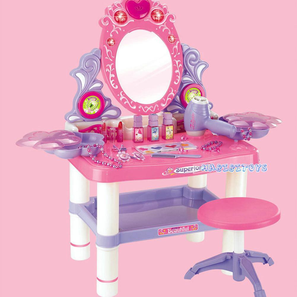 30 Piece Pretend Girls Kids Dressing Table Make Up Beauty Vanity