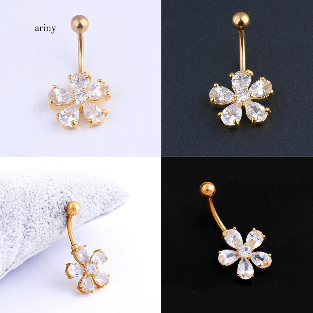 Beauty Crystal CZ Stone Navel Belly Button Ring Barbell Body Piercing Jewe np