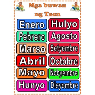 A4 Mga Buwan ng Taon at Mga Araw sa Isang Linggo lamianted Chart ...