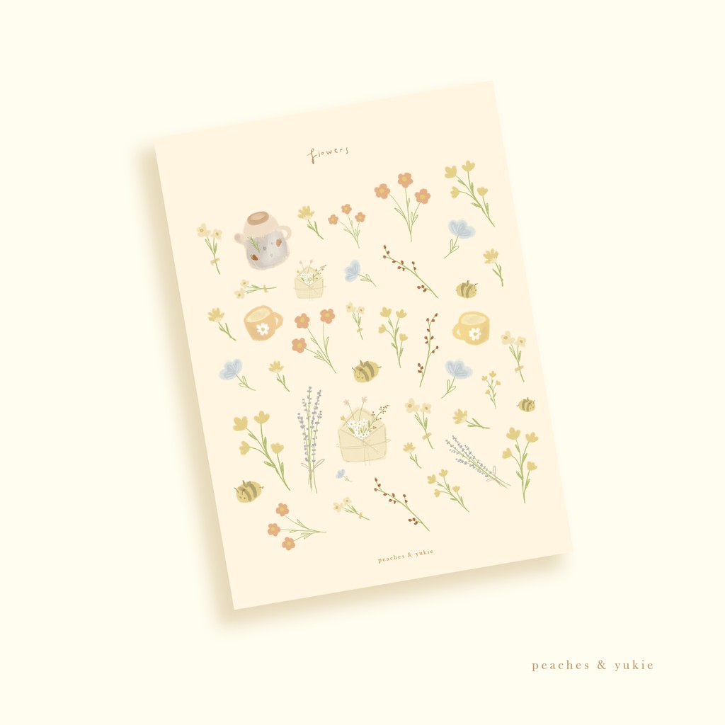 flowers sticker sheet aesthetic journal journal bujo