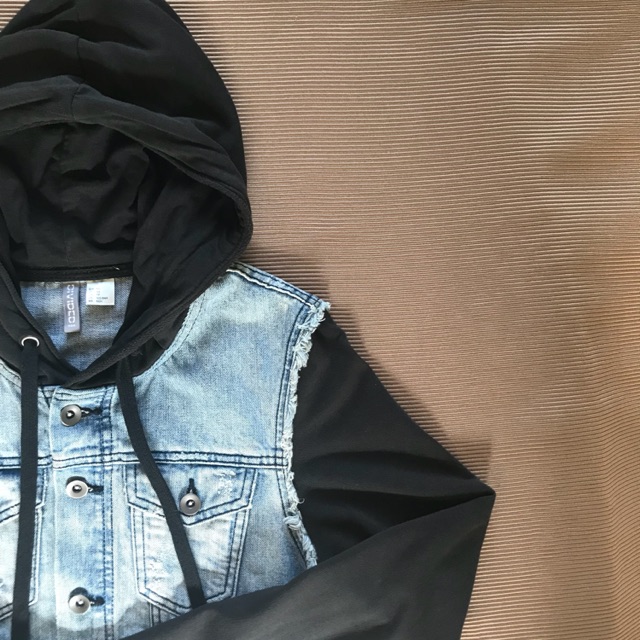 jean jacket with hoodie h&m