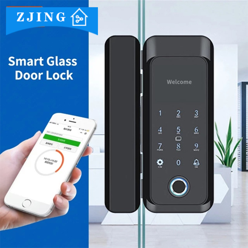 Tuya App Smart Glass Door Biometric Fingerprint Lock Bluetooth