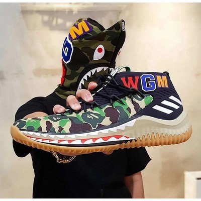 dame 4 bape on feet