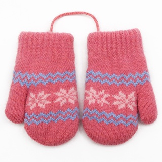 Children's Winter Gloves Small Snowflakes Alpaca Woolthick Warm Wool Newborn Knitted Gloves #9