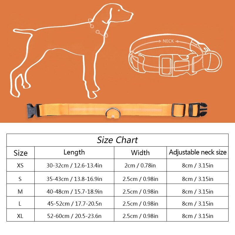 Monsy Pet Collar Adjustable Pet Collar Dog Cat Collar Safety Buckle Neck Strap LED Ring Collar #8