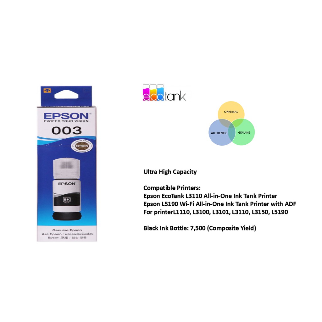 Epson 003 Black Original Bottle Ink Shopee Philippines
