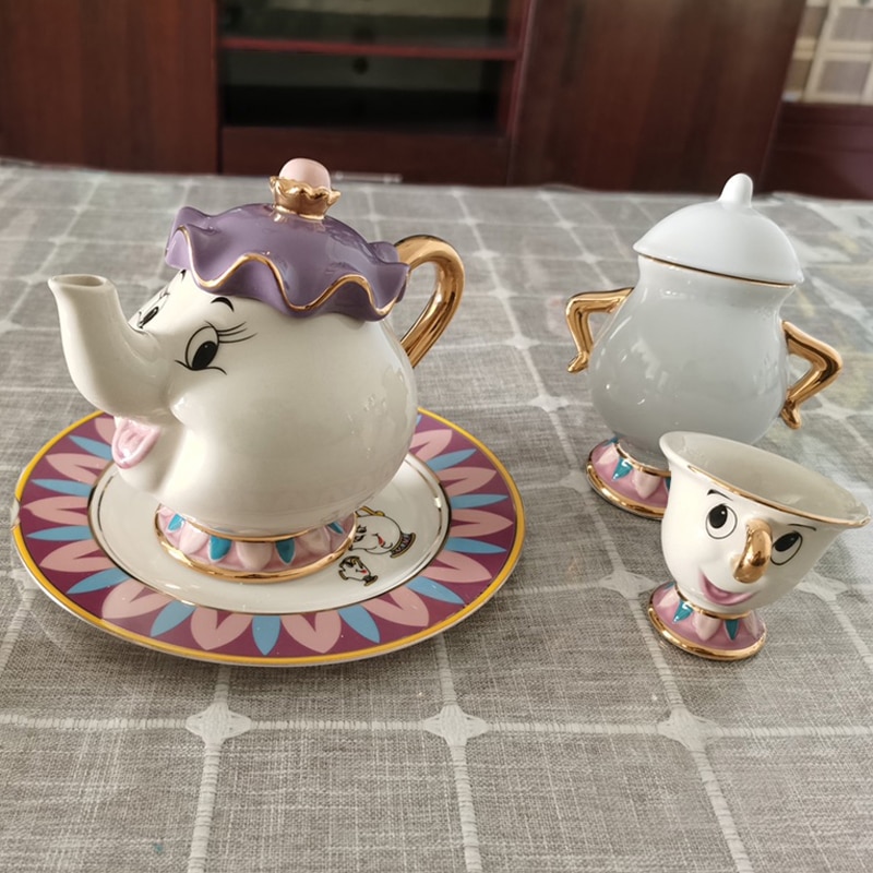 Cartoon Beauty And The Beast Tea Set Mrs Potts Teapot Chip Cup Sugar
