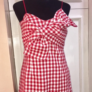 gingham red dress