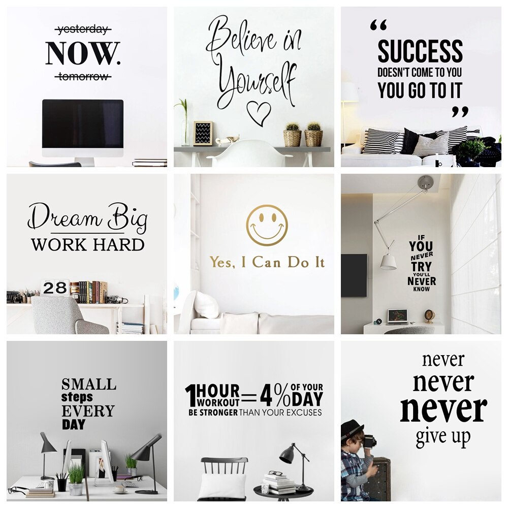 Motivational Phrases Wall Sticker Quotes Sentences Home Decor For