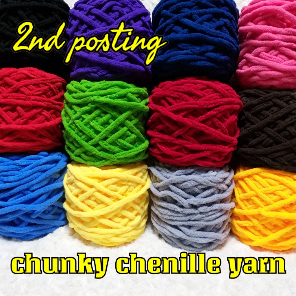 Yarns Art CHUNKY CHENILLE YARN SOLID COLORS Shopee Philippines