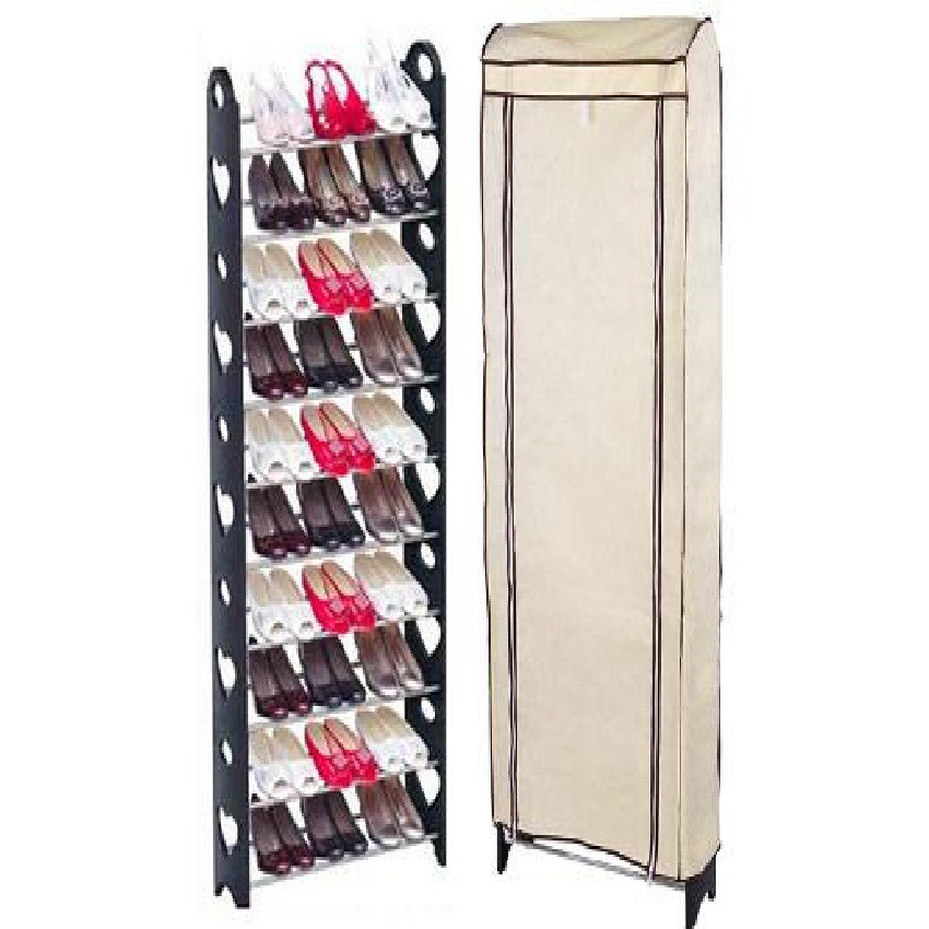 10 Tier Stackable Shoe Rack With Cover White Shopee Philippines