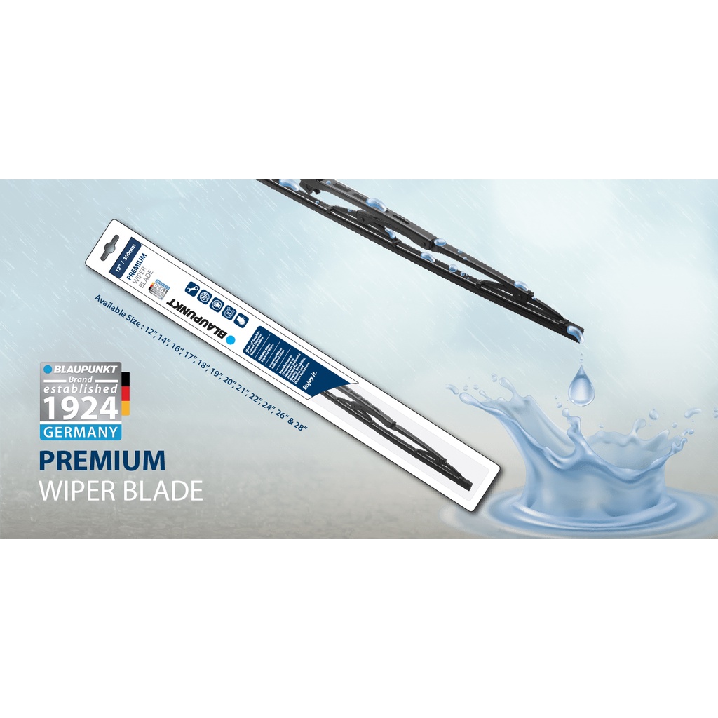 BLAUPUNKT PREMIUM WIPER BLADE, Graphite Coated Superior Natural Rubber ...