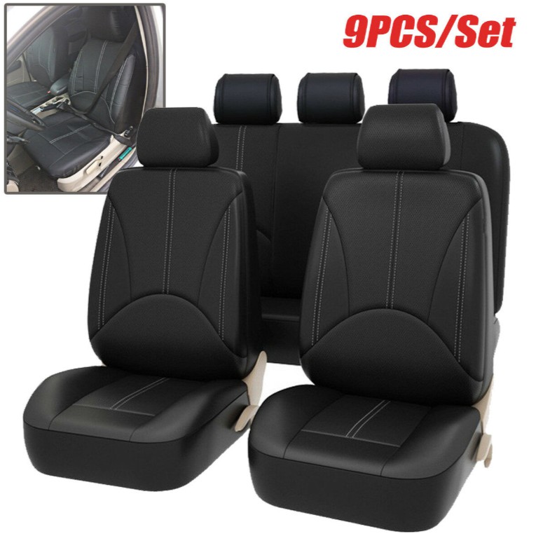 9pcs Pu Leather Car Seat Cover Full Set Front Rear Mat Ee Philippines - Leatherette Car Seat Cover Philippines