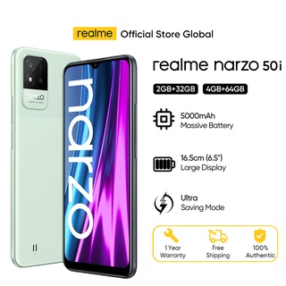 realme narzo 50i Smartphone 4GB+64GB Mobile Phone 5000mAh Massive Battery 6.5 Large Display Global Version UK Plug