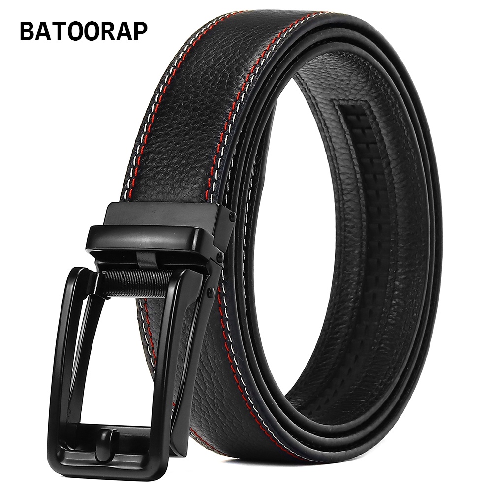 High Quality Genuine Leather Belt For Men Fashion Black Metal Automatic