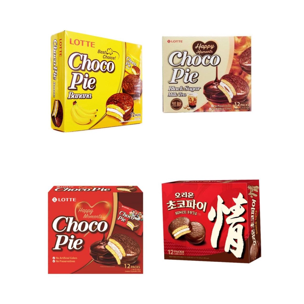 Lotte And Orion Choco Pie Originalbananabrown Sugar Milk Teainjolmigreentea And Cacao 9089