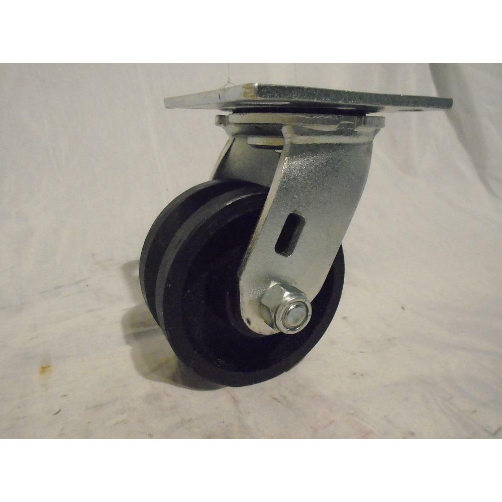 COT SVG10100H 4INCH V GROOVE STEEL CASTER WHEEL SWIVEL FLAT 100MM