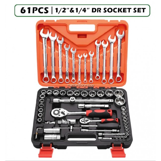 61 PCS Tools Socket Wrench Set Car Tools Set Torque Wrench Tool Box Set