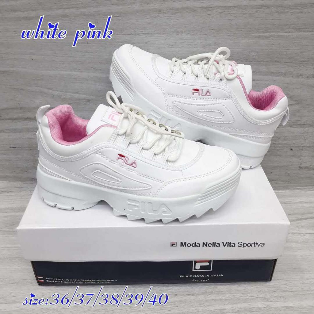 salmon pink white fila shoes