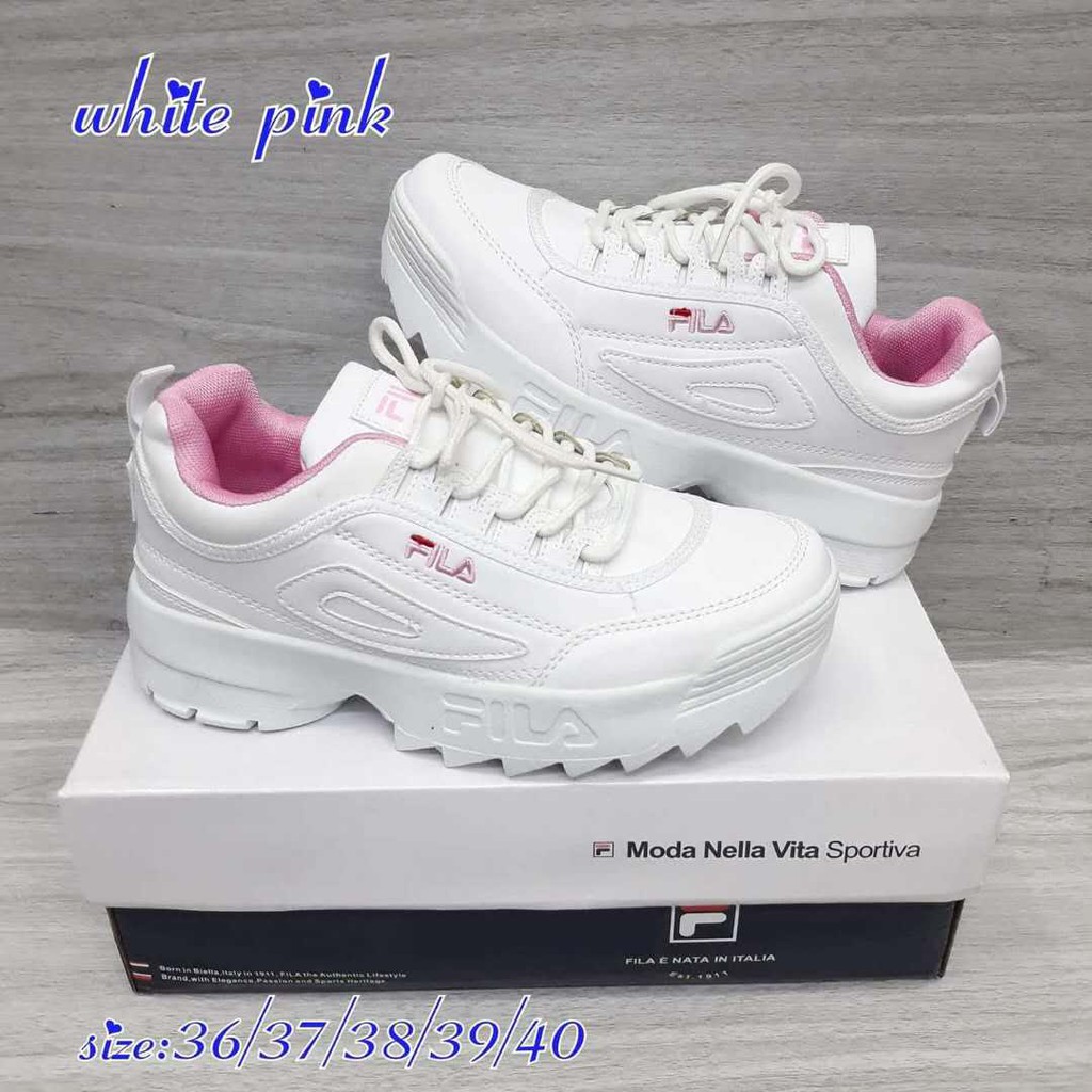 white and pink fila shoes