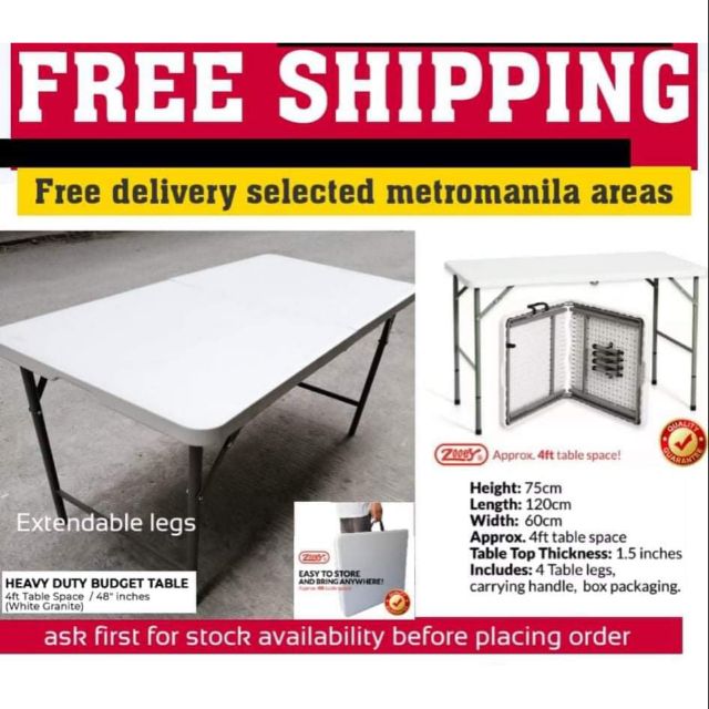 Zooey 4ft Folding Table Free Delivery For Metro Manila Shopee Philippines