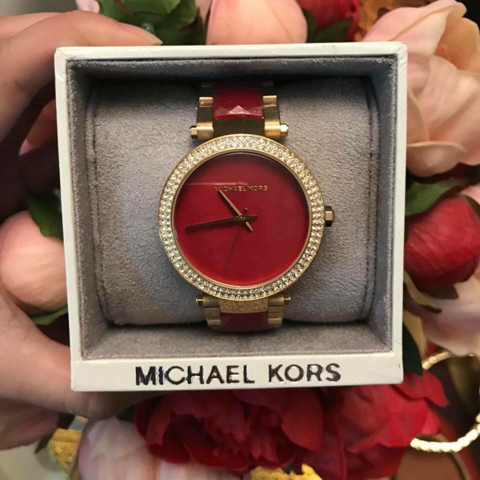 michael kors red watch women's