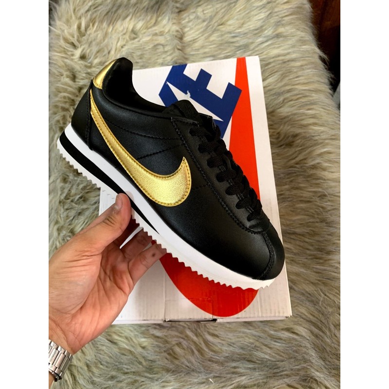 nike cortez black gold