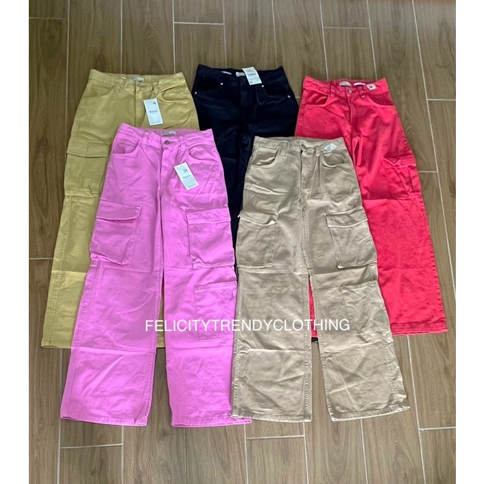 BERSHKA WIDELEG CARGO PANTS Shopee Philippines