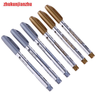 [zhukunjianzhu]2pcs DIY Metal Waterproof Permanent Paint Marker Pens Sharpie Gold and Silver #8